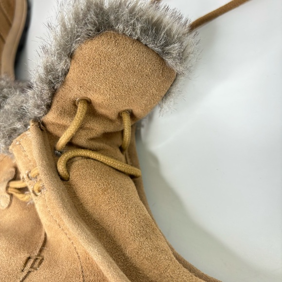 Lands End Ankle Boots Size 6.5 Suede Faux Fur - Picture 11 of 12